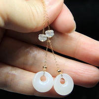 18K DONUT WHITE JADE EARRINGS #1446