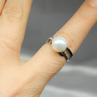 14k Freshwater Pearl Diamond Ring #1935