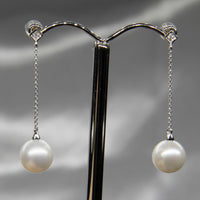 CULTURED FRESHWATER PEARL DIAMOND EARRINGS #1619