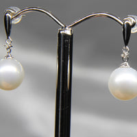 Cultured Freshwater Diamond Pearl Earrings #1639