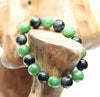 14mm Jade and Obsidian Beaded Bracelet #2068