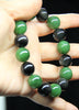 14mm Jade and Obsidian Beaded Bracelet #2068