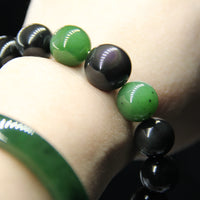 Jade and Obsidian Beaded Bracelet #2073