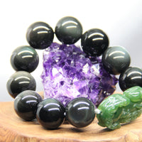 7" Pixiu & Obsidian Beaded Bracelet #2066