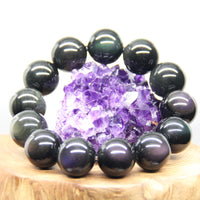 16mm Double Rainbow Eyes Obsidian Bracelet #1849