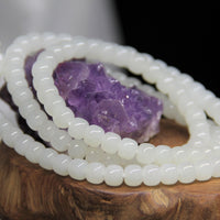 108 Polished White Jade Mala Beaded Necklace #1817