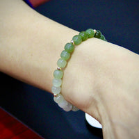 14k Gradient Green Jade Beaded Bracelet #1019