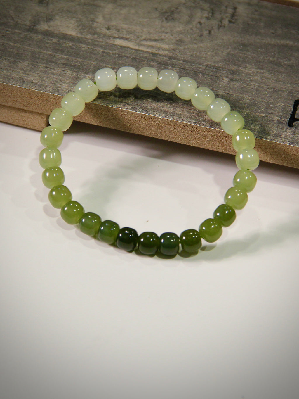 Green Gradient Jade Beaded Bracelet #1020