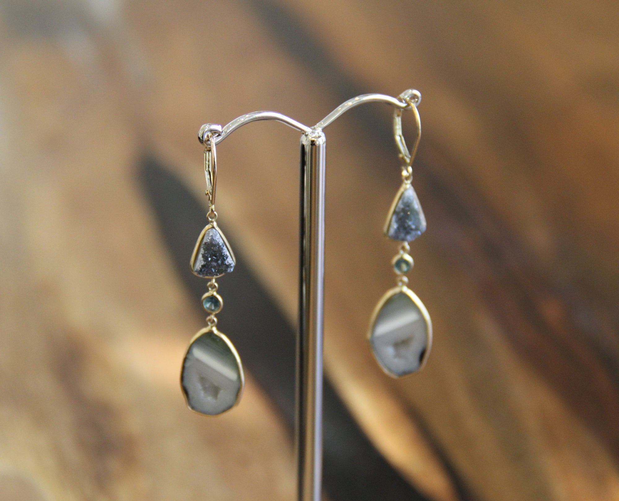 14k Natural Geode Earrings