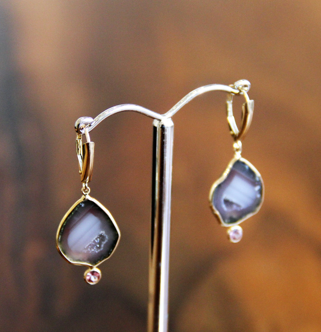 14k Natural Geode Earrings #18GE003