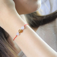 14K White Jade Red Lucky Bracelet