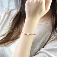 14K White Jade Red Lucky Bracelet