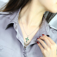 Flower Cross Jade Pendant Necklace #1099