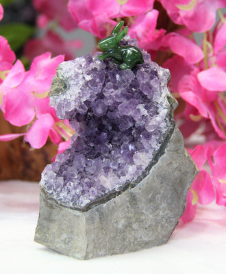 Amethyst Semi-Geode with Jade Rabbit #270