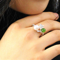 14K AKOYA SALT SEA PEARL JADE RING #1651