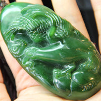 Hand Carved Jade Eagle Palm Stone #1772