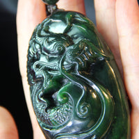 HAND CARVED JADE DRAGON PENDANT #1545