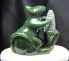 2" Jade Mouse With Corn On White Marble