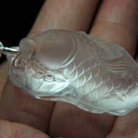 Rock Crystal Fish And Lotus Leave Pendant #1828