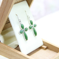 FLOWER CROSS JADE EARRINGS #1072