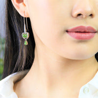 SILVER HEART SHAPE JADE EARRINGS #1525