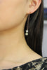 14K White Jade& Qing Hai Qing Earrings #1894