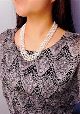 THREE STRANDS FRESHWATER PEARL NECKLACE #1598