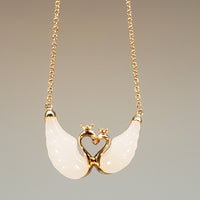 18k White Jade Double Swan Pendant #1505