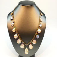 FRESHWATER BUTTON PEARL NECKLACE #1589